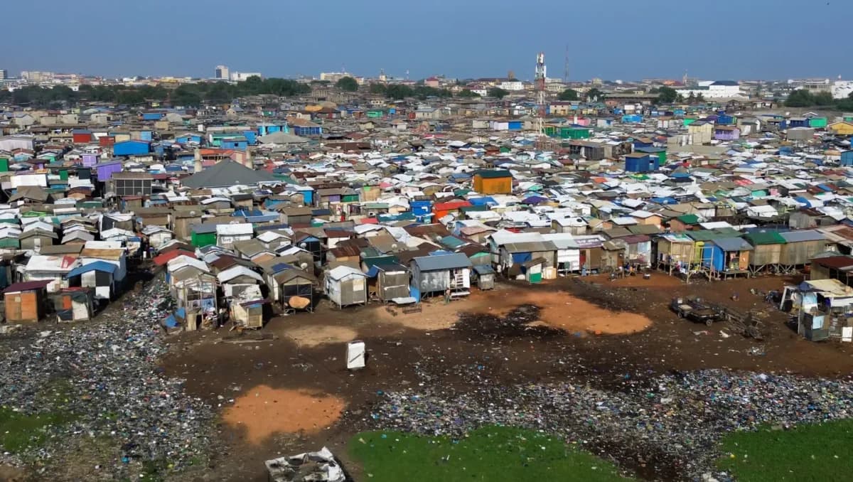 Wide outdoor civic scene in Ghana